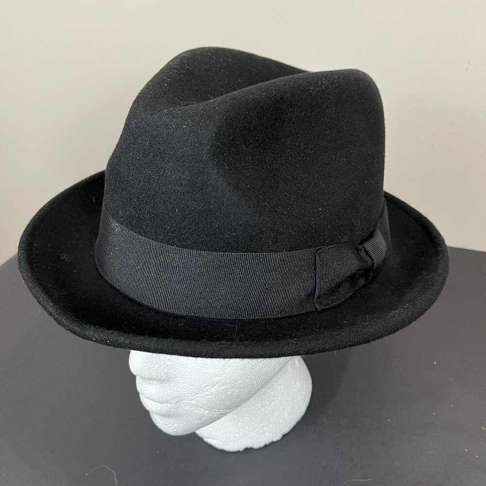Unisex black 100% Wool Fedora Size L, Hats in the Belfry